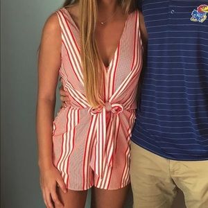 red and white stripped romper